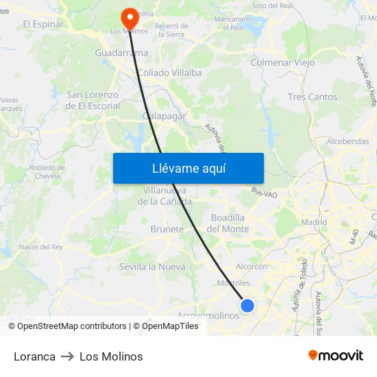 Loranca to Los Molinos map