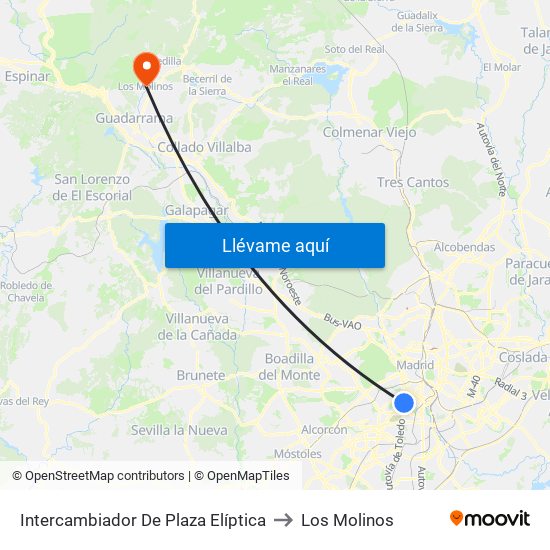 Intercambiador De Plaza Elíptica to Los Molinos map