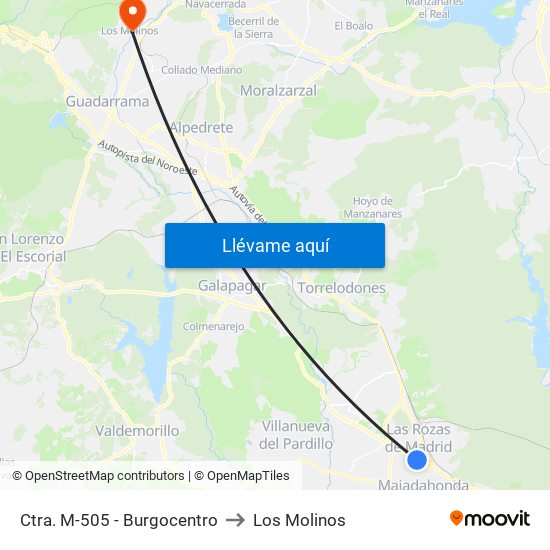 Ctra. M-505 - Burgocentro to Los Molinos map