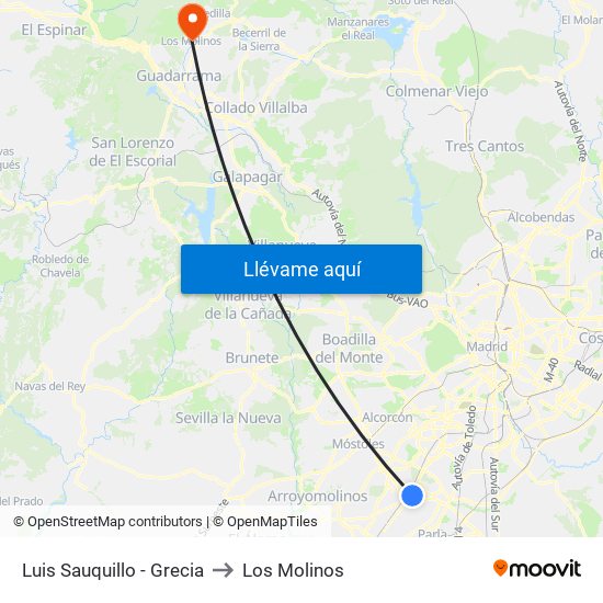Luis Sauquillo - Grecia to Los Molinos map