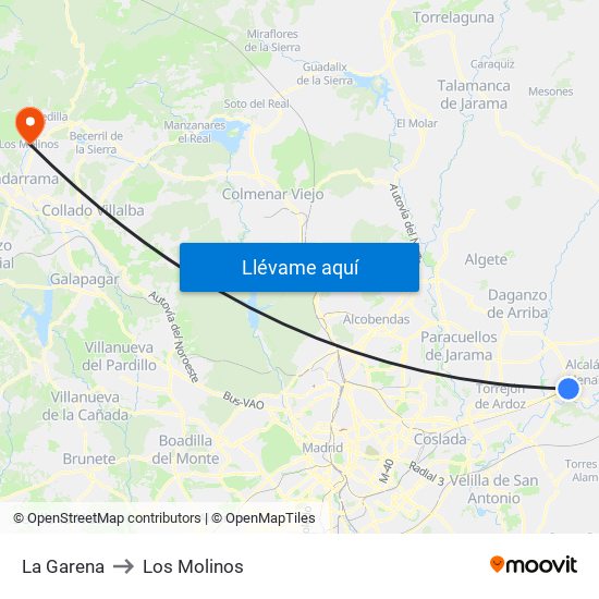 La Garena to Los Molinos map