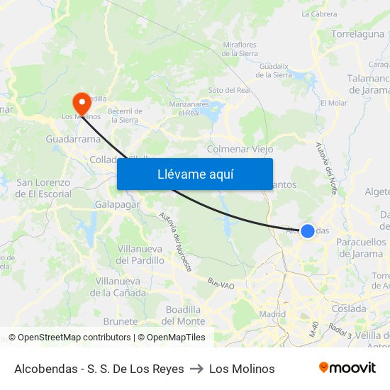 Alcobendas - S. S. De Los Reyes to Los Molinos map