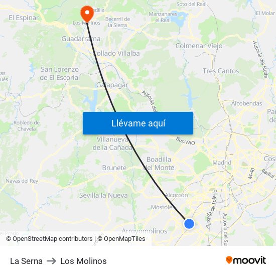 La Serna to Los Molinos map