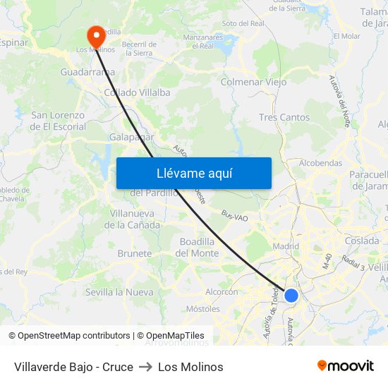Villaverde Bajo - Cruce to Los Molinos map