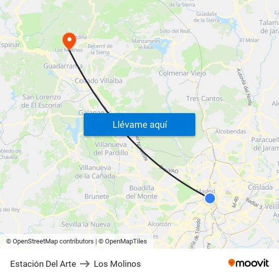 Estación Del Arte to Los Molinos map