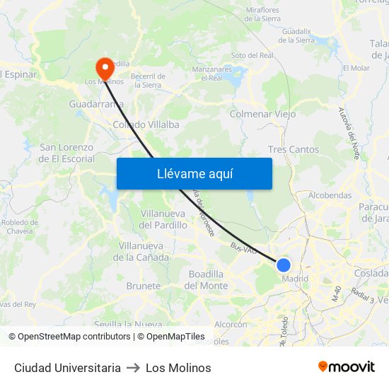 Ciudad Universitaria to Los Molinos map