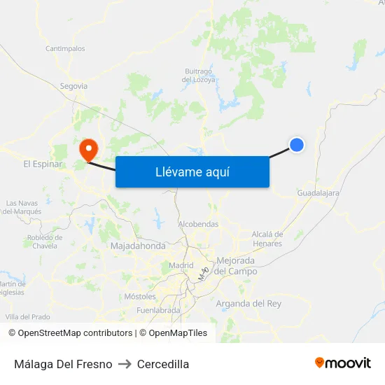 Málaga Del Fresno to Cercedilla map