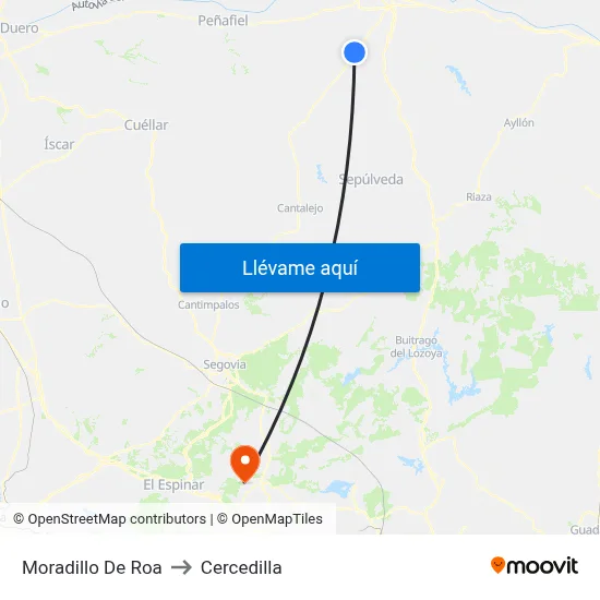 Moradillo De Roa to Cercedilla map