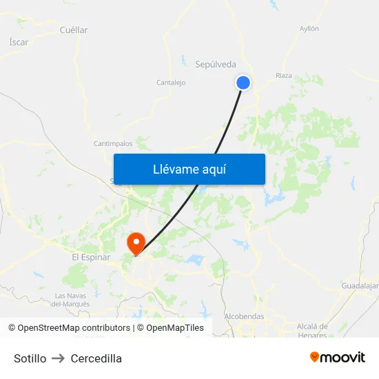 Sotillo to Cercedilla map