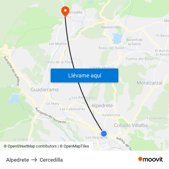 Alpedrete to Cercedilla map