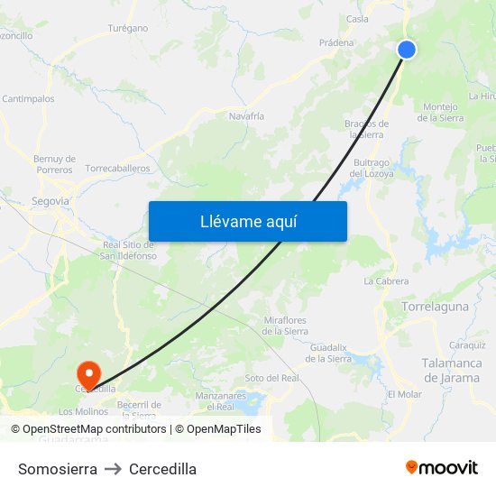 Somosierra to Cercedilla map