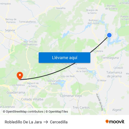 Robledillo De La Jara to Cercedilla map