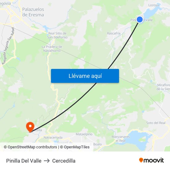 Pinilla Del Valle to Cercedilla map