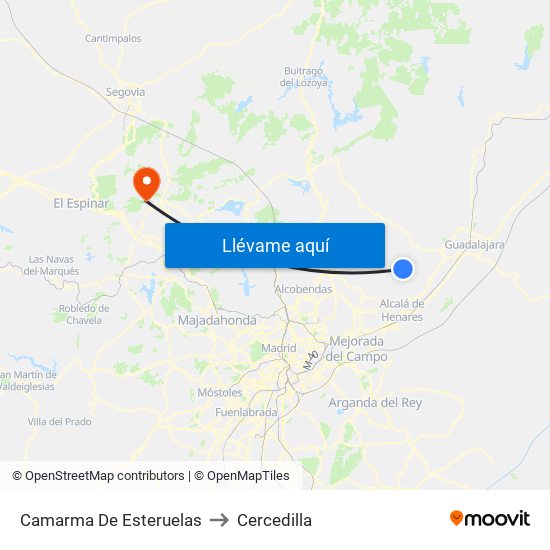Camarma De Esteruelas to Cercedilla map