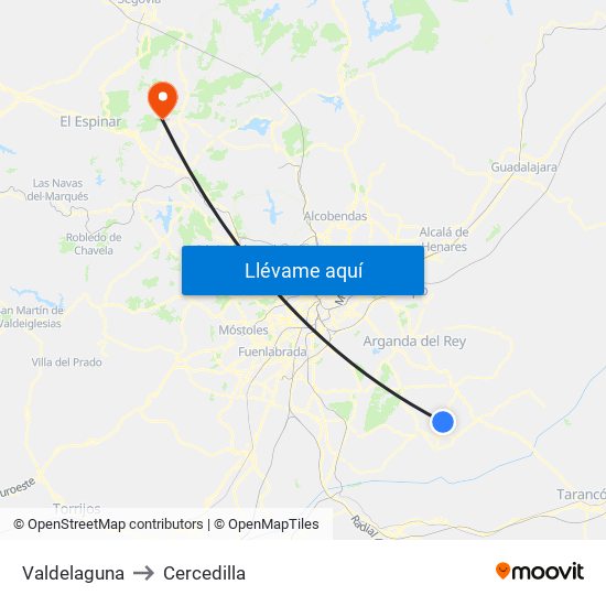 Valdelaguna to Cercedilla map