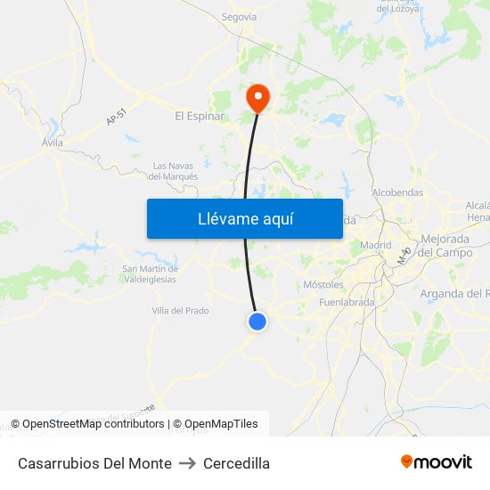 Casarrubios Del Monte to Cercedilla map
