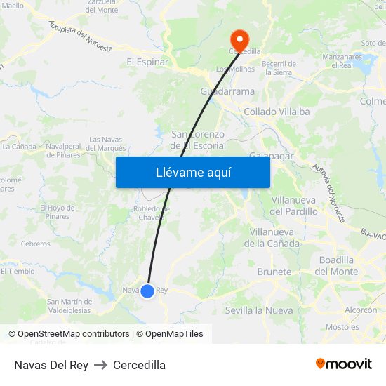 Navas Del Rey to Cercedilla map