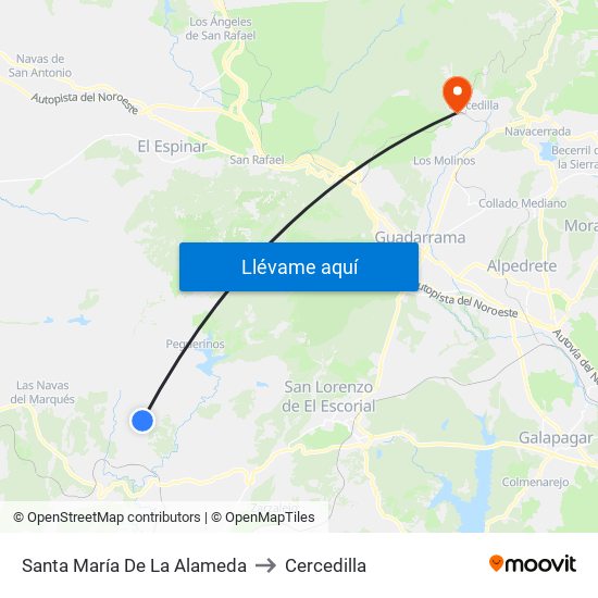 Santa María De La Alameda to Cercedilla map
