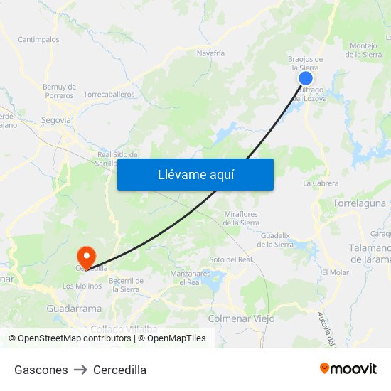 Gascones to Cercedilla map