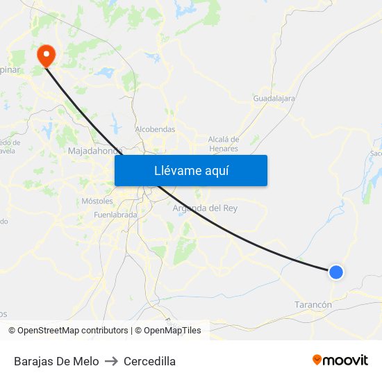 Barajas De Melo to Cercedilla map