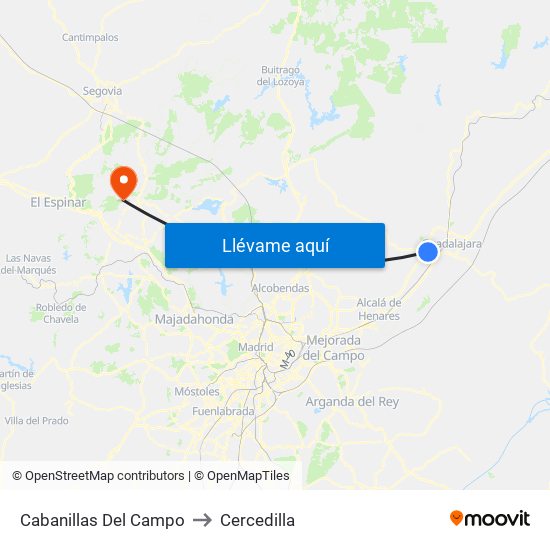 Cabanillas Del Campo to Cercedilla map