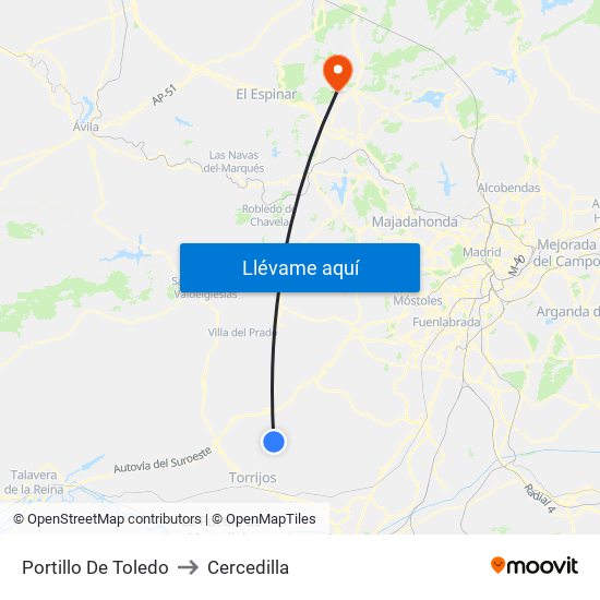 Portillo De Toledo to Cercedilla map