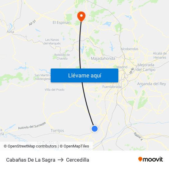 Cabañas De La Sagra to Cercedilla map