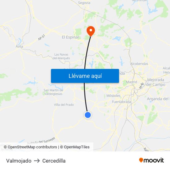Valmojado to Cercedilla map