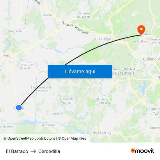 El Barraco to Cercedilla map