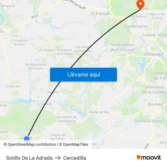 Sotillo De La Adrada to Cercedilla map