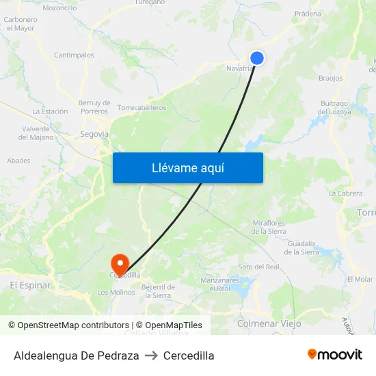 Aldealengua De Pedraza to Cercedilla map