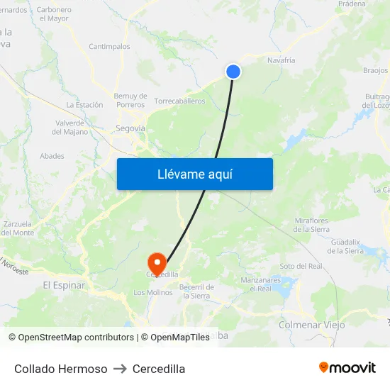 Collado Hermoso to Cercedilla map