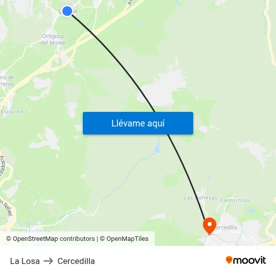 La Losa to Cercedilla map