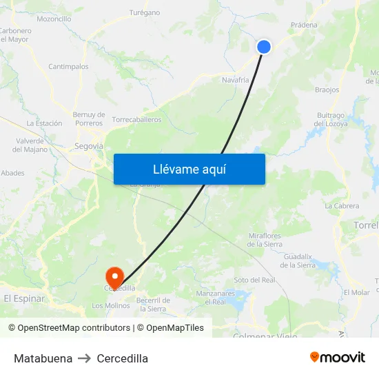 Matabuena to Cercedilla map