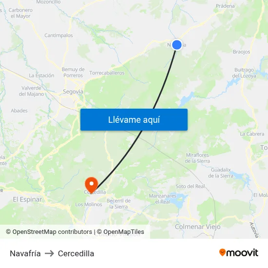 Navafría to Cercedilla map