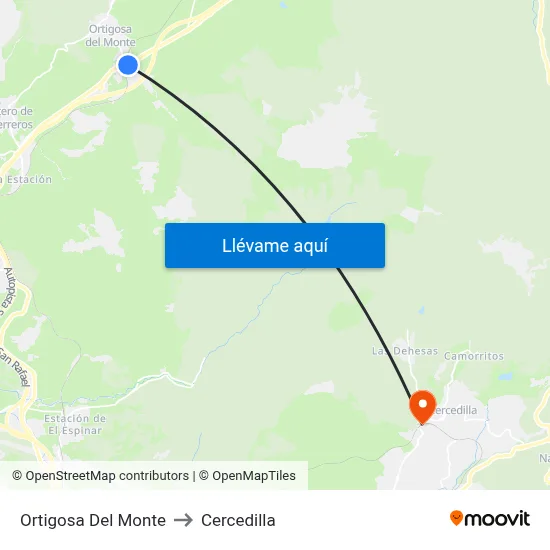 Ortigosa Del Monte to Cercedilla map