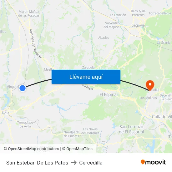 San Esteban De Los Patos to Cercedilla map