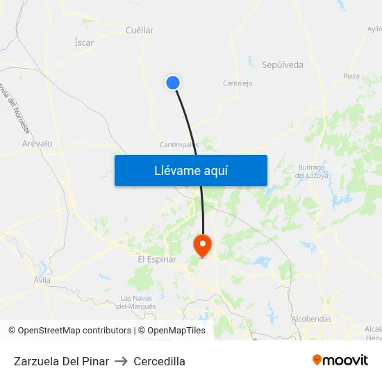 Zarzuela Del Pinar to Cercedilla map