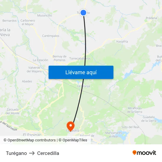 Turégano to Cercedilla map