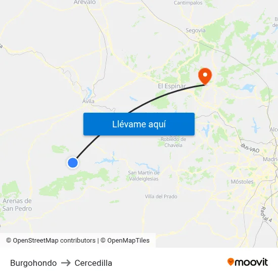 Burgohondo to Cercedilla map