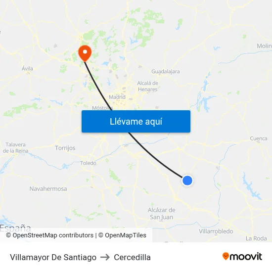 Villamayor De Santiago to Cercedilla map
