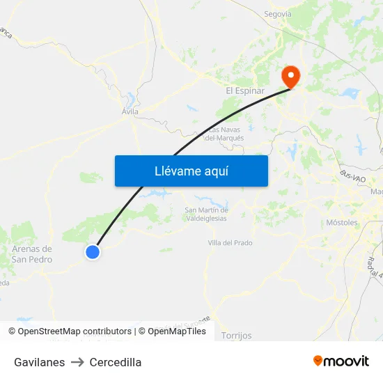 Gavilanes to Cercedilla map