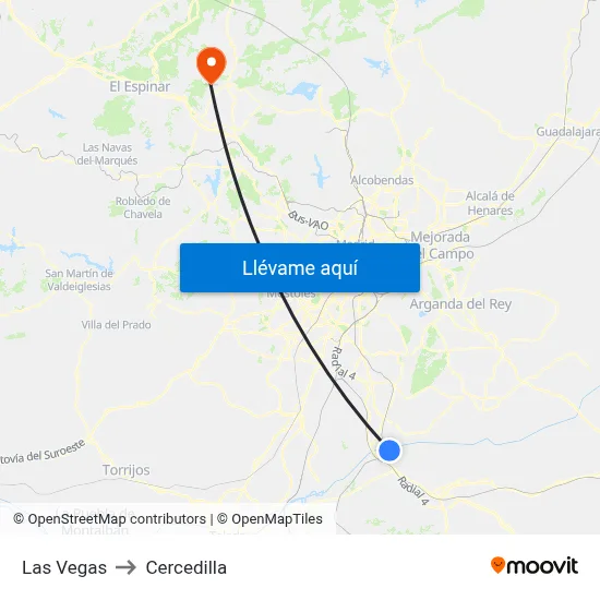 Las Vegas to Cercedilla map