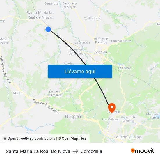 Santa María La Real De Nieva to Cercedilla map