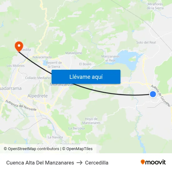 Cuenca Alta Del Manzanares to Cercedilla map