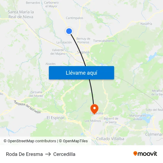 Roda De Eresma to Cercedilla map