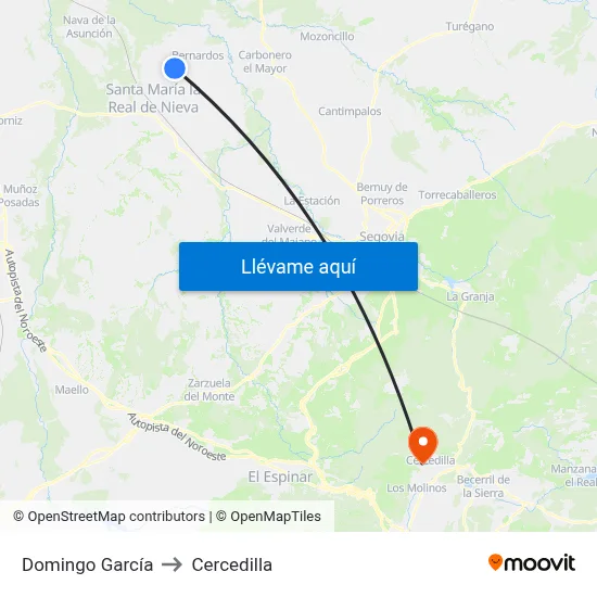 Domingo García to Cercedilla map