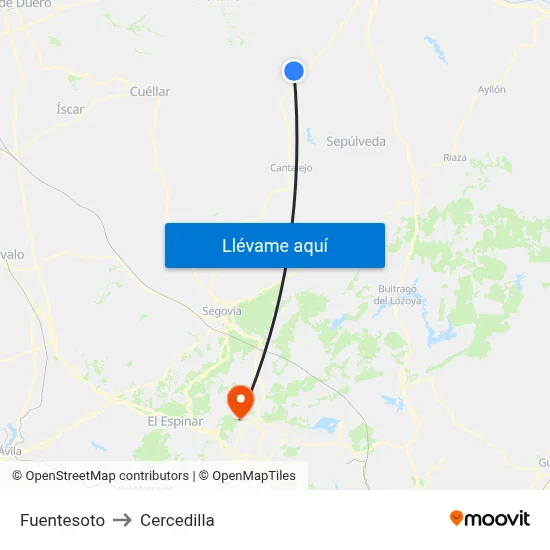 Fuentesoto to Cercedilla map