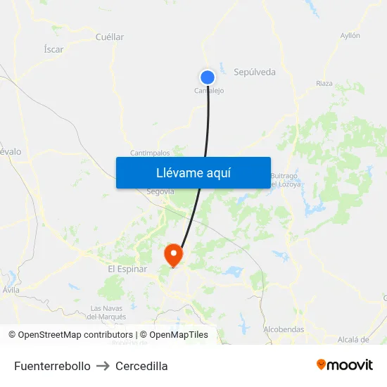 Fuenterrebollo to Cercedilla map