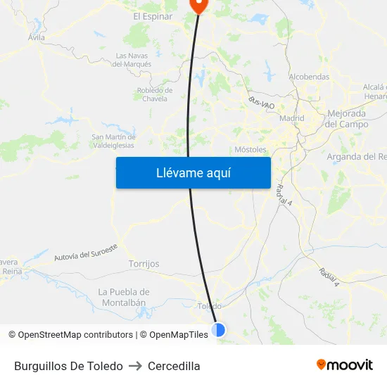 Burguillos De Toledo to Cercedilla map